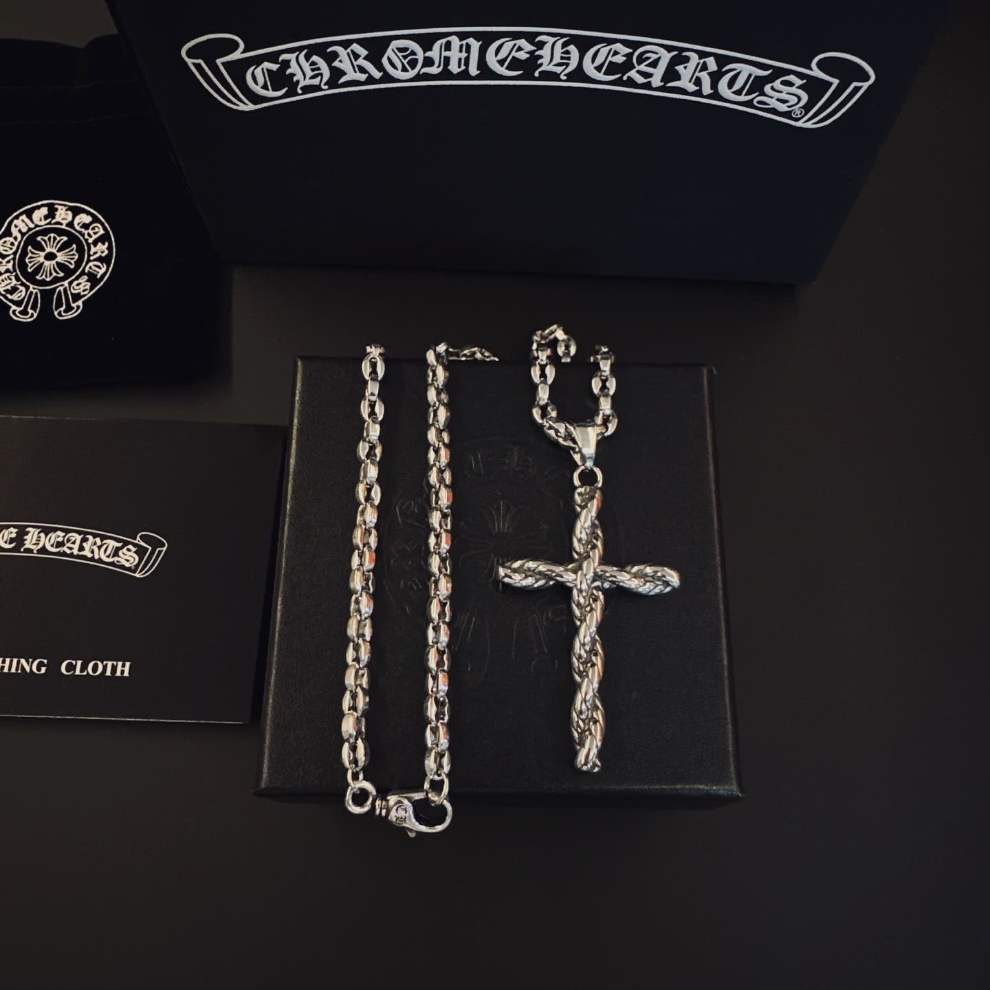 Chrome Hearts Silver Cross Pendant Necklace